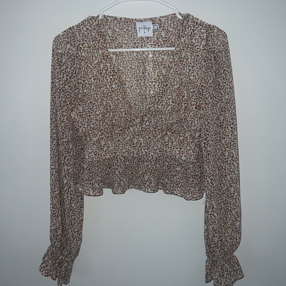 Princess Polly orange & cream floral Patterned Blouse